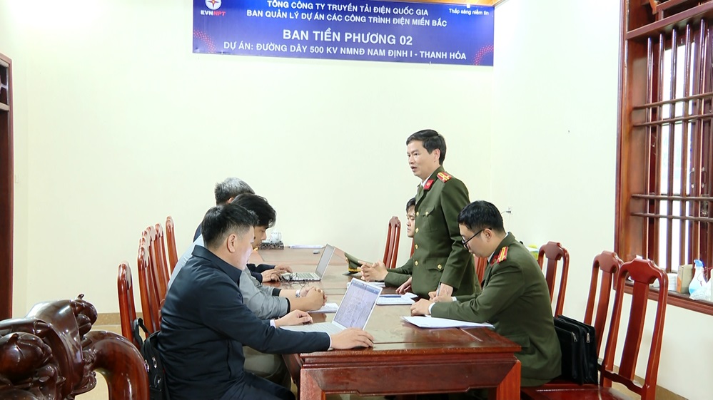 Phòng An ninh Kinh tế Công an tỉnh tổ chức tuyên truyền, kiểm tra công tác bảo đảm an ninh, an toàn quá trình thi công Dự án đường dây 500KV trên địa bàn huyện Kim Sơn
