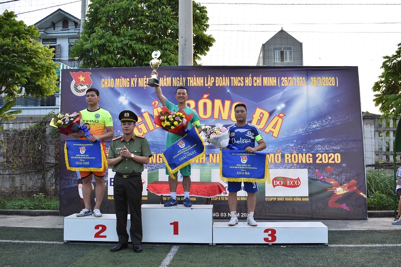 Đồng chí Đại tá Trần Hồng Phú, Phó Giám đốc Công an tỉnh dự Lế bế mạc Giải bóng đá tuổi trẻ Công an tỉnh mở rộng năm 2020.